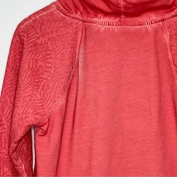 Soft Surroundings Cowl Neck Lace Sleeve Sweatshirt Coral Size - Picture 7 of 12